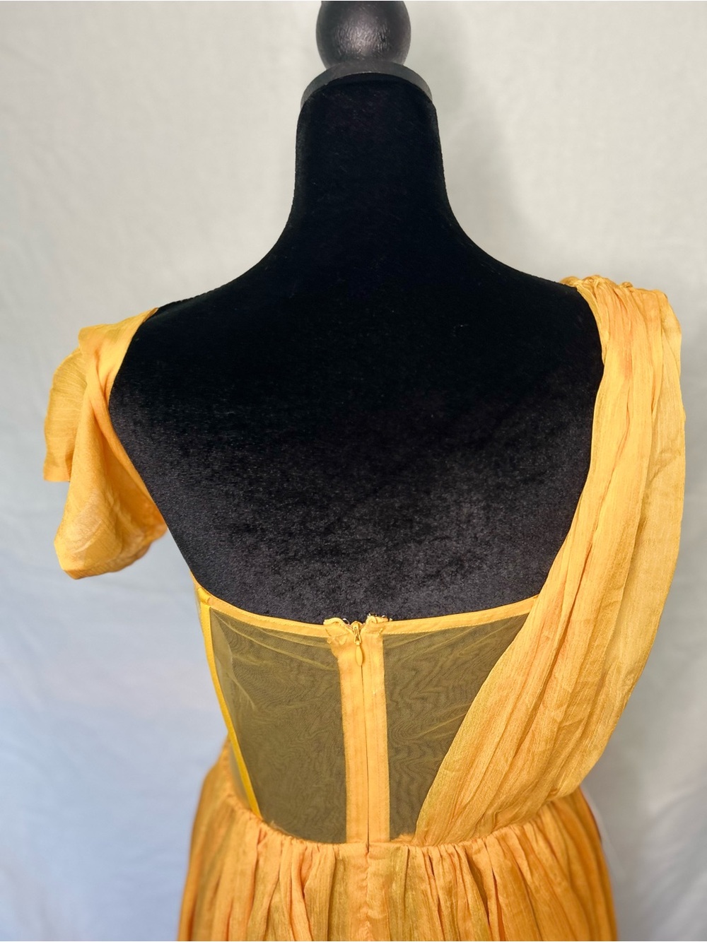Miss Circle Back In Style Silk Corset High Slit Maxi Dress Marigold NWT - Picture 5 of 12